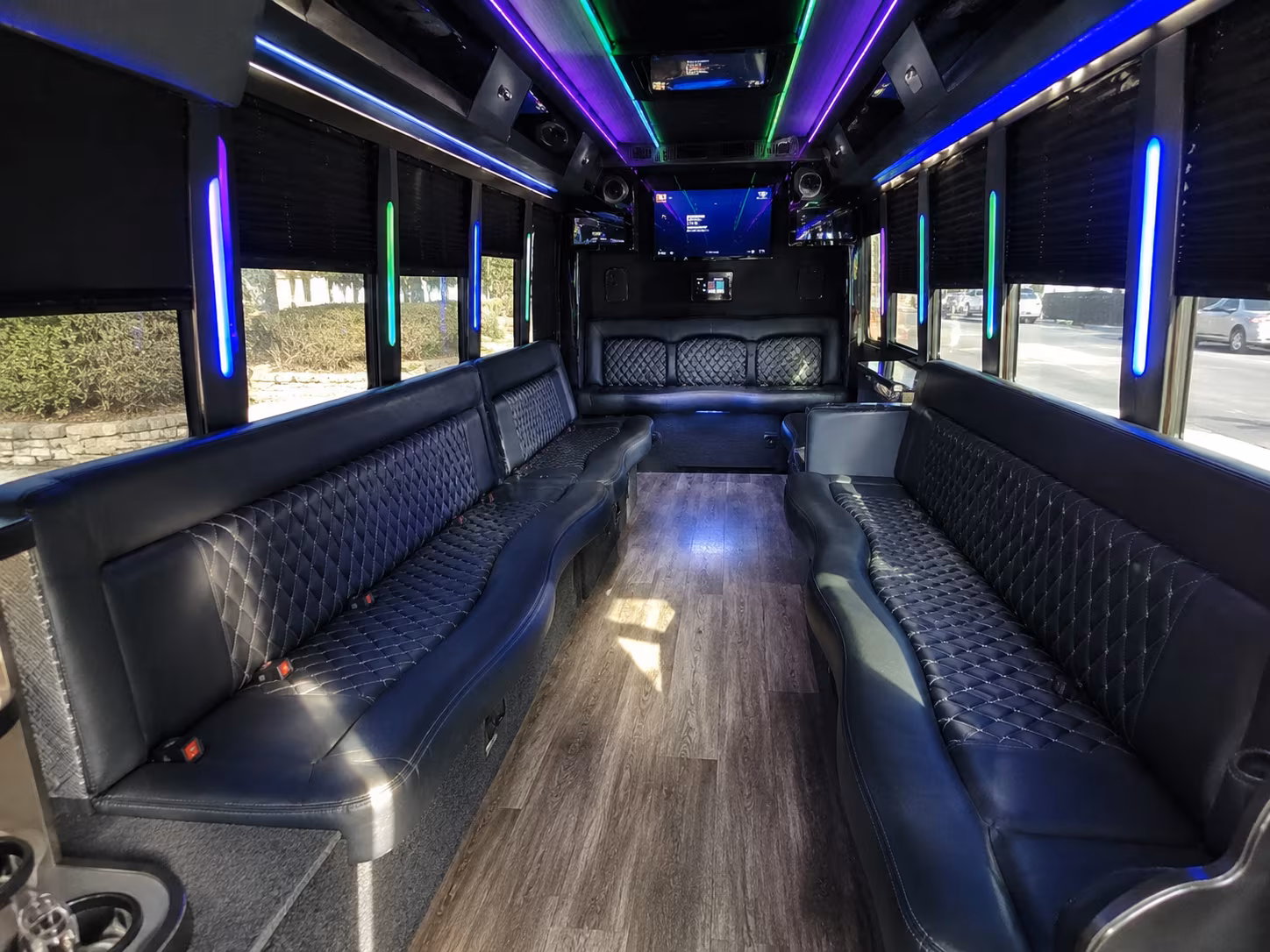 quincy 15 passenger party bus interior