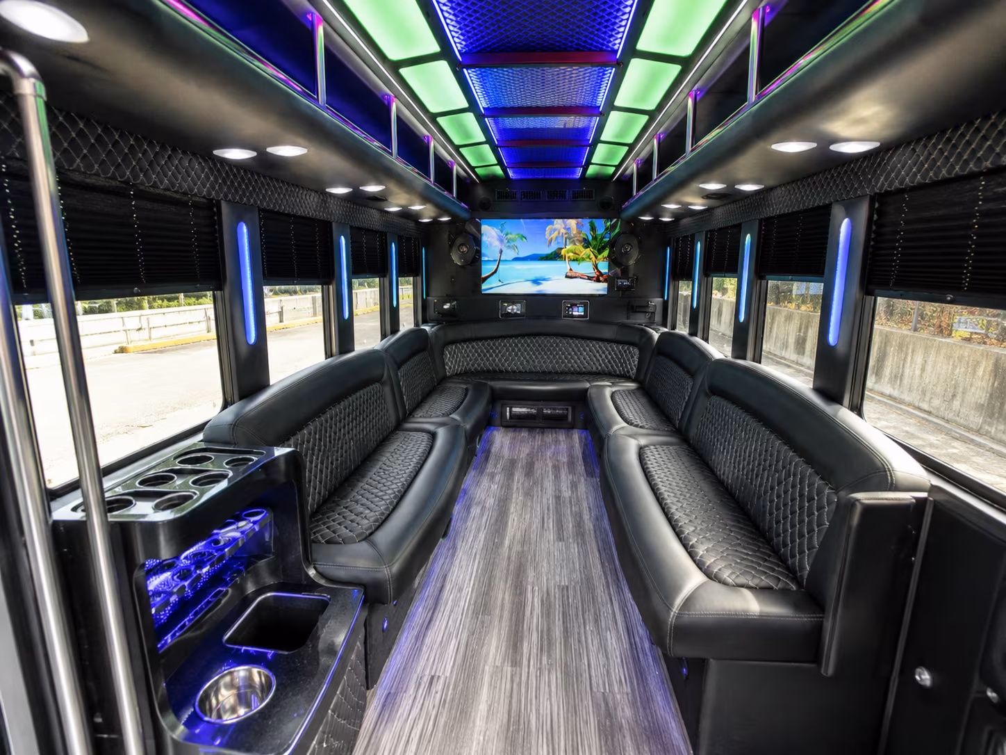 quincy 18 passenger party bus inside