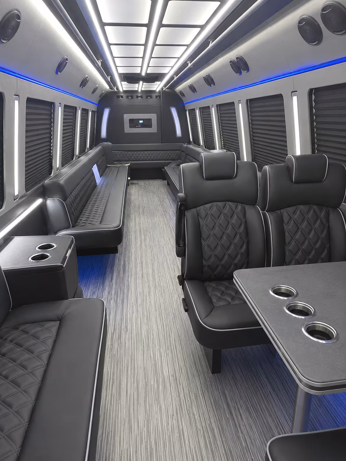 quincy 25 passenger party bus inside