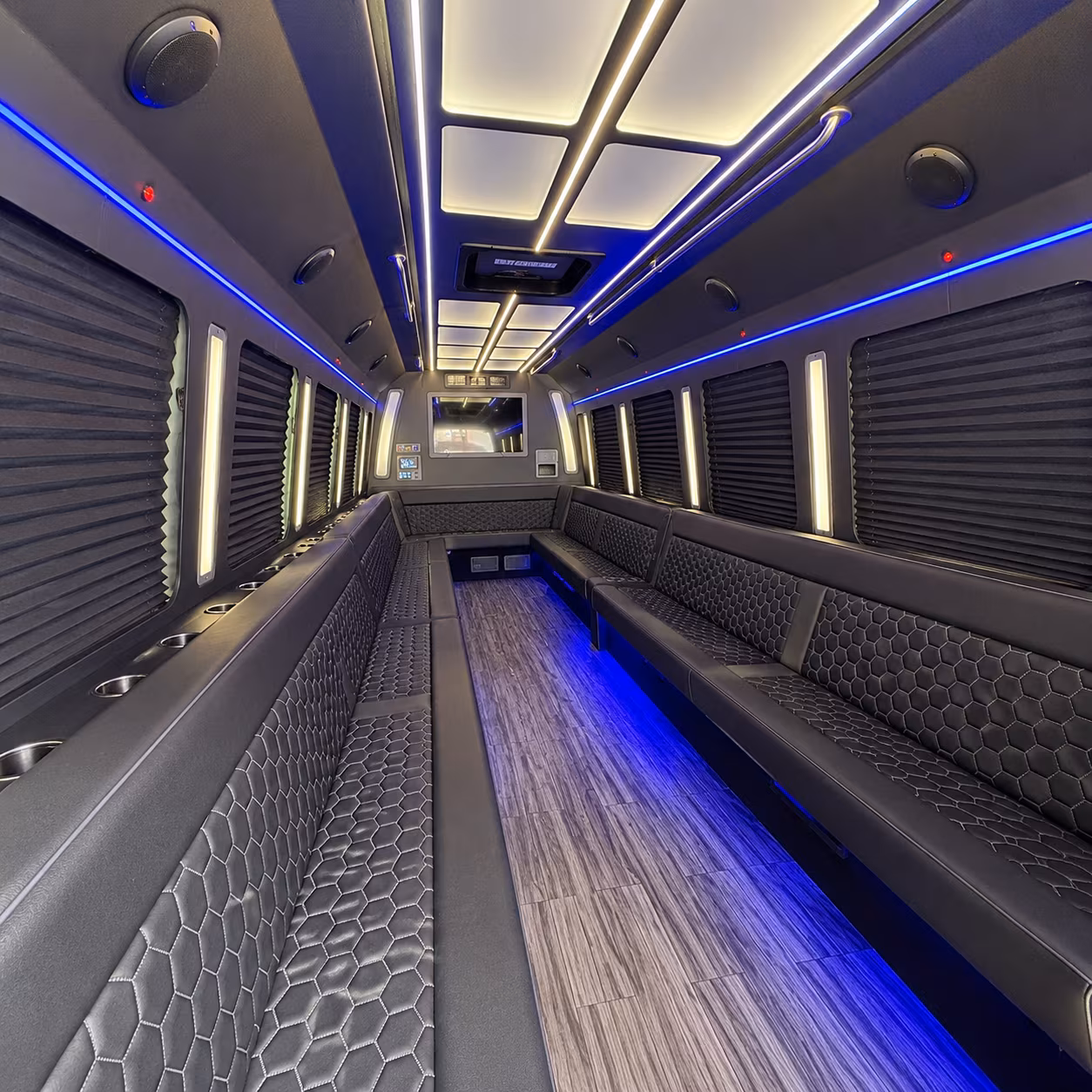 quincy 30 passenger party bus interior