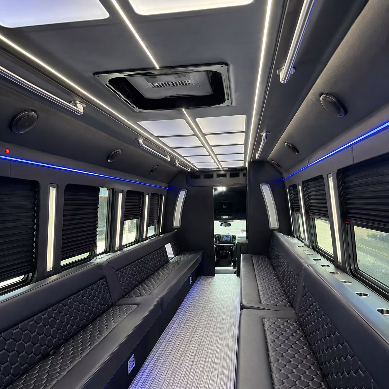 quincy party bus rental interior